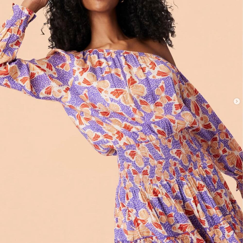 Roller Rabbit Monarch Skyler Butterfly One Shoulder Mini Dress Size S
